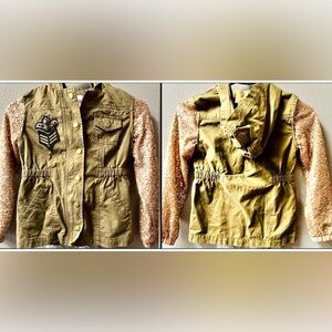 ANNIE BY RENEE EHRLICH KALFUS GIRLS ARMY JACKET W/ROSE GOLD SEQUINS SLEEVES Sz S